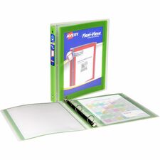 Avery&reg; Flexi-View 3 Ring Binder, 1 Inch Round Rings, 1 Chartreuse Green Binder 1" Binder Capacity - Letter - 8 1/2" x 11" Sheet Size - 175 Sheet Capacity - Fastener(s): Round Ring - Pocket(s): 1, Inside Back - Polypropylene, Poly - Chartreuse Green -