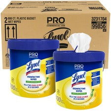 Lysol Disinfecting Wipe Bucket w/Wipes Lemon & Lime Blossom Scent - Disinfectant, Pre-moistened - White - 800/Bucket - 2 / Carton