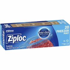 Ziploc&reg; Grip n' Seal Freezer Bags 7" Length x 5" Width - Blue - Plastic - Food, Meat, Poultry, Fish - 20 / Box