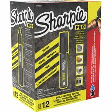 Sharpie PRO Chisel Tip Permanent Markers Broad, Medium, Fine Marker Point - Black Ink - 1 Dozen