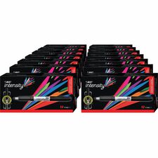 BIC Mark-it Fine Point Permanent Markers Fine Marker Point - Retractable - Black Ink - Silver Barrel - 1 Dozen/Box - 18 / Carton