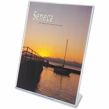 Deflecto Superior Image Slanted Sign Holders 8.5" Width x 11" Height x 3.5" Depth - L-shaped Shape - Top Loading, Durable - Polystyrene - Clear - 12 / Carton