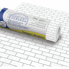 Fadeless Bulletin Board Paper Rolls Classroom, Door, File Cabinet, School, Home, Office Project, Display, Table Skirting, Party, Decoration - 48" Width x 50 ft Length - White Subway Tile - Paper - 1 Roll
