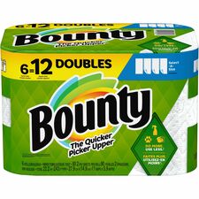 Bounty Select-A-Size Paper Towels - 6 Double Rolls = 12 Regular 2 Ply - 90 Sheets/Roll - White - 6 / Carton