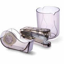 Officemate 3-Piece Desktop Organizer Set Desktop - Durable, Sturdy - Translucent Gray - Plastic - 1 Each