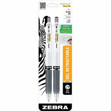 Zebra Pen SARASA Mark ON Gel Retractable Pens 12.7 mm Fine Pen Point - Retractable - Black Ink - Water Based - 2 / Pack