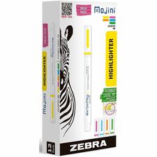 Zebra Pen Mojini Single Ended Highlighters 4 mm Chisel Marker Point - Assorted Ink - Water Based - 1 Dozen