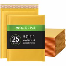 Quality Park Bubble Mailers Bubble - 8 1/2" Width x 11" Length - Strip - Brown Kraft - 25 / Box
