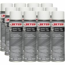 Betco Stainless Steel Cleaner & Polish Ready-To-Use - 16 fl oz (0.5 quart) - Characteristic Scent - Non-greasy, Film-free - White Can - 12 / Carton