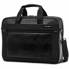 Samsonite Executive Carrying Case (Briefcase) for 15.6" Notebook - Black Leather Body - Tricot Interior Material - Handle, Shoulder Strap - 12.4" Height x 16.3" Width x 4.3" Depth - 1 Each