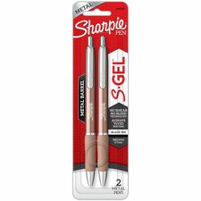 Sharpie S-Gel Pens 0.7 mm Pen Point - Black Ink - Champagne Metal Barrel - 2 / Pack