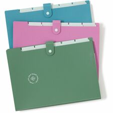 U Brands U-Eco Letter Expanding File 8 1/2" x 11" - 6 Pocket(s) - Poly - Assorted - 0% Recycled - 3 / Pack