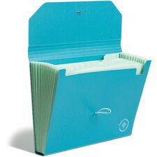 U Brands U-Eco Letter Expanding File 8 1/2" x 11" - 13 Pocket(s) - Poly - Blue - 0% Recycled - 1 Each