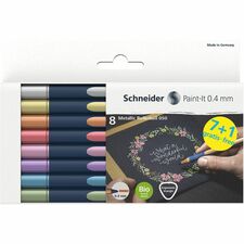 Schneider Metallic Rollerball Pens 0.4 mm Pen Point - Assorted Metallic Ink - Bioplastic Barrel - 8 / Pack