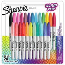 Sharpie Glam Pop Permanent Markers Fine Marker Point - Assorted Ink - 24 / Pack