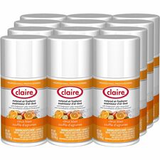 Claire Metered Air Freshener with Ordenone Aerosol - 6000 ftÂ³ - 7 fl oz (0.2 quart) - Citrus Blast - 30 Day - Odor Neutralizer - 12 / Carton