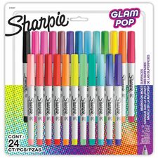 Sharpie Glam Pop Permanent Markers Ultra Fine Marker Point - Assorted Ink - 24 / Pack