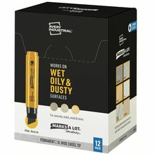 Avery&reg; Marks A Lot UltraDuty Markers, XL Wide Tip, 12 Black Markers (29866) 18 mm Narrow Narrow Chisel, Bold, XL Wide Marker Point - Black Ink - Polyester Tip - 12 / Pack