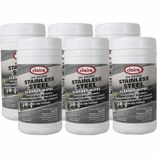 Claire Stainless Steel Wipes Citrus Scent - 12" Length x 9.50" Width - Pre-moistened - Gray - 40/Tub - 6 / Carton