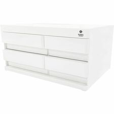 Business Source Multi-Drawer Desktop Organizer 4 Compartment(s) - 4 Drawer(s) - 5.20" Height x 10.40" Width x 7.40" Depth - Desktop - Storage Drawer, Removable Drawer, Durable - White, Pink - ABS Plastic - 1 Each