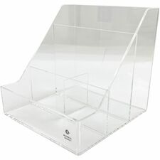 Business Source 4-Compartment Desktop Organizer 4 Compartment(s) - 5.50" Height x 5.60" Width x 5.60" Depth - Desktop - Durable - Clear - Acrylic - 1 Each