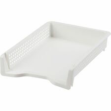 Business Source Stackable Letter Tray Stackable, Front Loading - Black - Plastic - 1 Each