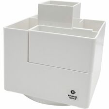 Business Source Modular Rotatable Pen Cup 6 Compartment(s) - 5.10" Height x 4.70" Width x 4.70" Depth - Modular, Sturdy, Durable - White - Polyethylene Terephthalate (PET) - 1 Each
