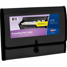 Avery&reg; Letter, A4 Expanding File 425 Sheets Capacity - 7 Pocket(s) - Polypropylene, Plastic, Fabric - Black - 0% Recycled - 1 Each