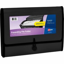Avery&reg; Letter, A4 Expanding File 425 Sheets Capacity - 13 Pocket(s) - Polypropylene, Plastic, Fabric - Black - 0% Recycled - 1 Each