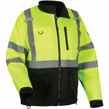 Ergodyne 8351 Hi-Vis Windbreaker Jackets Large Size - Polyester, Fabric, Fleece - Lime