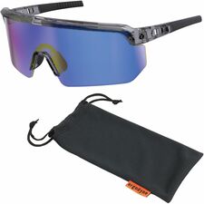 Ergodyne AEGIR Safety Glasses Recommended for: Eye, Outdoor, Construction, Landscaping, Carpentry, Woodworking, Boating, Hunting, Shooting, Sport, Skiing - UVA, UVB, UVC, Ultraviolet, Sun, Impact Protection - Strap Closure - Polycarbonate, Rubber - Blue M