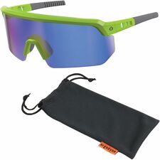 Ergodyne AEGIR Safety Glasses Recommended for: Eye, Outdoor, Construction, Landscaping, Carpentry, Woodworking, Boating, Hunting, Shooting, Sport, Skiing - UVA, UVB, UVC, Ultraviolet, Sun, Impact Protection - Strap Closure - Polycarbonate, Rubber - Blue M