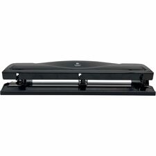 Business Source Nonadjustable 3-Hole Punch 10 Sheet - 1/4" Punch Size - Round Shape - Black