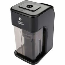 Business Source Electric Pencil Sharpener Helical - AC Adapter, DC Adapter Powered - Black - 1 Each