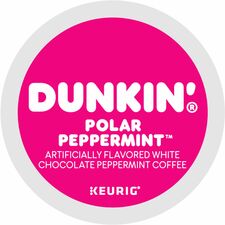 Dunkin'&reg; K-Cup Polar Peppermint Coffee Compatible with Keurig K-Cup Brewer - Medium - 0.4 oz Per Cup - 22 K-Cup - K-Cup - White Chocolate Peppermint, Arabica - Kosher - 22 / Box