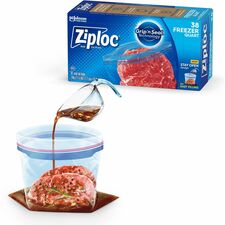 Ziploc&reg; Grip n' Seal Freezer Bags Medium Size - 1 quart Capacity - 7.43" Length x 7" Width - Textured - Blue - Plastic - Multipurpose - 38/Box - 9 / Carton