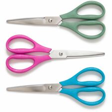 U Brands U-Eco 8 " Scissors Left/Right - Stainless Steel - Blunted Tip - Assorted - 3 / Pack
