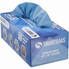 Monarch Smart Rags Microfiber Cloths For Automotive, Office, Healthcare, Household, Garage, Breakroom, Factory, Hospital, Industry, Nursing Home - Reusable, Streak-free, Lint-free, Dirt Resistant, Grime Resistant - Blue - 50 / Box