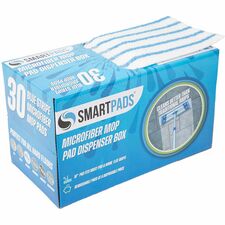 Monarch Microfiber Wet/Dry Mop Pad Refills 5" Width x 18" Depth - Woven, MicroFiber - White/Blue - 30 / Box