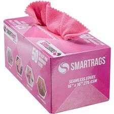 Monarch Smart Rags Microfiber Cloths For Institutional, Automotive, Office, Healthcare, Household, Garage, Breakroom, Factory, Hospital - Heavy Duty, Reusable, Streak-free, Lint-free, Dirt Resistant, Grime Resistant - Pink - 50 / Box