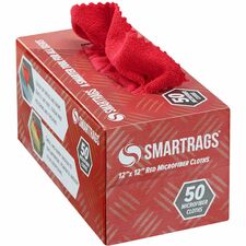 Monarch Smart Rags Microfiber Cloths For Automotive, Office, Healthcare, Household, Garage, Breakroom, Hospital, Industry - Reusable, Streak-free, Lint-free, Dirt Resistant, Grime Resistant - Red - 50 / Box