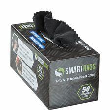 Monarch Smart Rags Microfiber Cloths For Automotive, Office, Healthcare, Household, Garage, Breakroom, Hospital, Industry - Reusable, Streak-free, Lint-free, Dirt Resistant, Grime Resistant - Black - 50 / Box