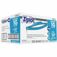 Ziploc&reg; Grip n' Seal Freezer Bags Large Size - 1 gal Capacity - 10.75" Length x 10.56" Width - Zipper Closure - Textured - Clear - Plastic - Food, Industrial, Healthcare, Office, Commercial, Storage/ - 250 / Carton