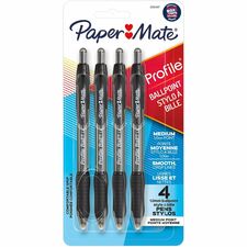 Paper Mate Profile Retractable Ballpoint Pens 1 mm Medium Pen Point - Retractable - Black Ink - 4 / Pack