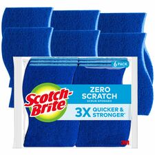 Scotch-Brite Zero Scratch Non-Scratch Scrub Sponges 0.7" Height x 4.4" Width x 2.6" Depth - 6 / Pack - Fiber - Blue