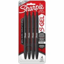 Sharpie S-Gel Pens 0.7 mm Bold Pen Point - Metallic Black Ink - Metallic Black Barrel - 4 / Pack