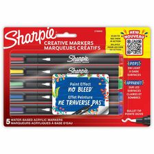 Sharpie Creative Markers, Water-Based Acrylic Markers, Bullet Tip Bullet Marker Point - Assorted Ink - Water Based - 5 / Pack