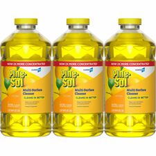 CloroxPro Pine-Sol&reg; Multi-Surface Cleaner For Multi Surface - Concentrate - Liquid - 80 fl oz (2.5 quart) - Lemon Fresh Scent - Deodorize, Disinfectant, Dilutable - Yellow - 3 / Carton