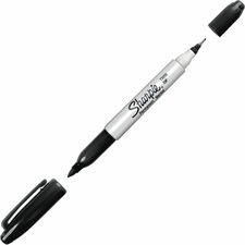 Sharpie Twin Tip Permanent Markers Ultra Fine, Fine, Bold Marker Point - Black Ink - 1 Dozen