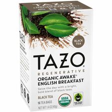 Tazo Regenerative Organic Awake English Breakfast Black Tea Bag Black Tea - Organic - 16 / Box